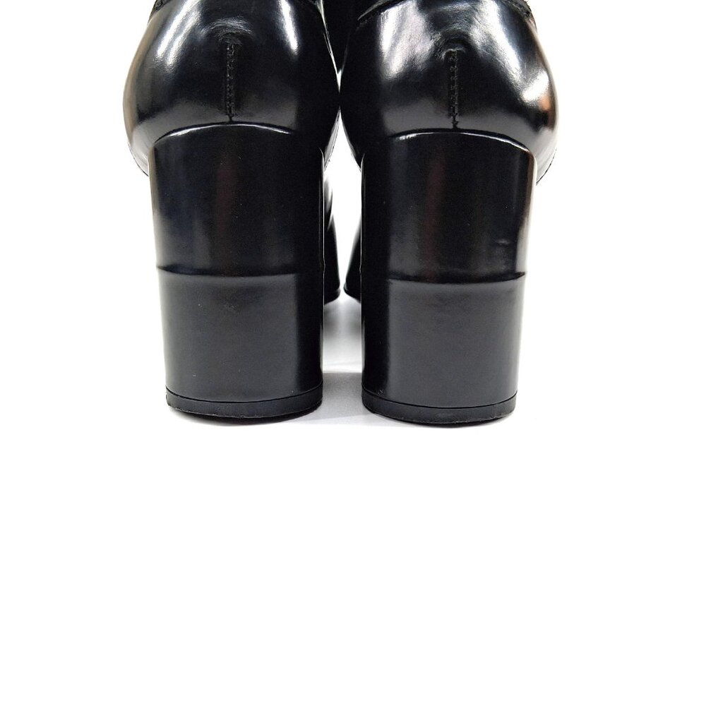 Robert Clergerie Paris Black Leather Sock Boot Heels Tassel Scallop Y2K SZ 7 - Picture 8 of 16